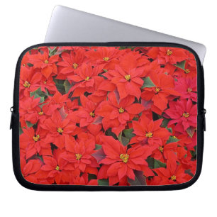 Housse Pour Ordinateur Portable Red Poinsettias I Christmas Holiday Floral Photo