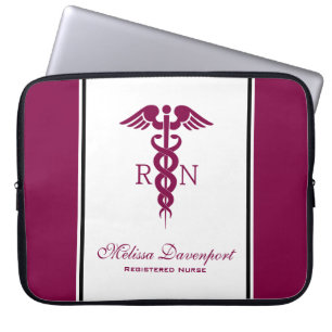 Housse Pour Ordinateur Portable Red Red Caduceus Nurse Medical Symbol