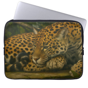 Housse Pour Ordinateur Portable Reflet Jaguar - Serene Wildlife Art Print