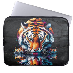 Housse Pour Ordinateur Portable Réflexion du tigre buvant de l'eau