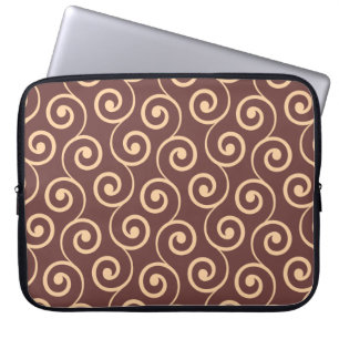Housse Pour Ordinateur Portable Remous vintage de chocolat en pêche d'or