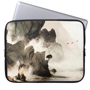 Housse Pour Ordinateur Portable Renard mystique printanier de montagne embrumée mi
