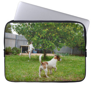 Housse Pour Ordinateur Portable Renard Terrier sautant dans un arbre,
