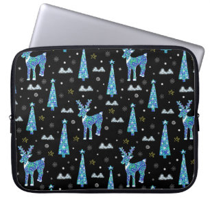 Housse Pour Ordinateur Portable Rennes, flocons de neige, motif de Noël