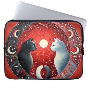Housse Pour Ordinateur Portable Représentation artistique de chats Yin et Yang
