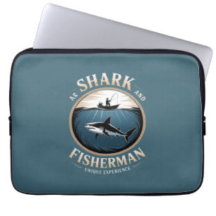 Housse Pour Ordinateur Portable Requin et Pêcheur