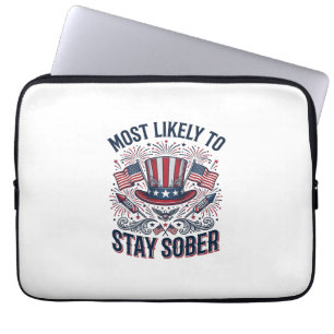 Housse Pour Ordinateur Portable Restez Sobre Patriotique Vintage Feu d'Artifice Co