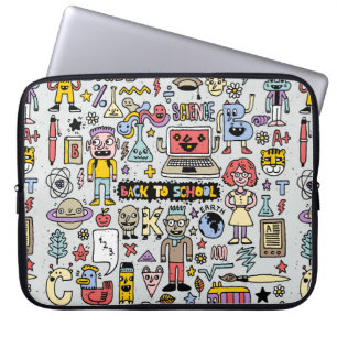 Housse Pour Ordinateur Portable Retournez à l'ensemble de doodle coloré de l'école