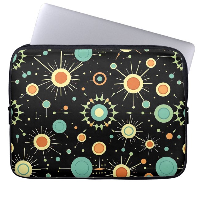 Housse Pour Ordinateur Portable Retro Atomic Starburst Midcentury Pattern (Devant)