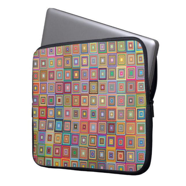 Housse Pour Ordinateur Portable Retro Geometric Square Tile Pattern (devant gauche)