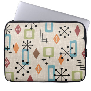 Housse Pour Ordinateur Portable Retro Mid-Century moderne Atomique Abstrait Motif