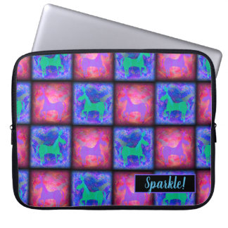 Housse Pour Ordinateur Portable Retro Neon Unicorn Checks Motif fun Art