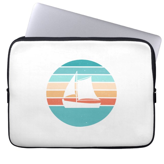 Housse Pour Ordinateur Portable Retro Sunset Effet Perdu + Voilier (Devant)