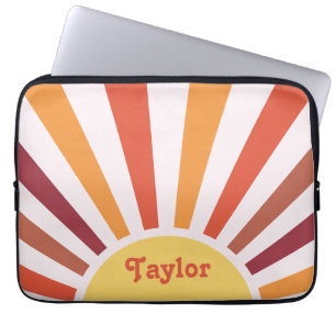 Housse Pour Ordinateur Portable Retro Sunset Sun Rays Nom personnalisé