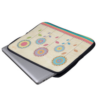 Housse Pour Ordinateur Portable Retro Vector Rainbow Flower Garden Abstrait