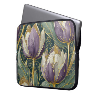 Housse Pour Ordinateur Portable Rêve de Tulipe Violette Poussiéreuse - Art Botaniq