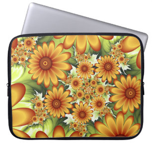 Housse Pour Ordinateur Portable Rêve Floral, Art Fractal Moderne Abstrait Fleur