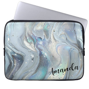 Housse Pour Ordinateur Portable Rêves de marbre en bleu