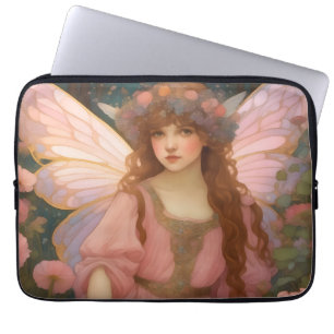 Housse Pour Ordinateur Portable Rêves Enchanteurs : Un Portrait De Fée Rose Whimsi