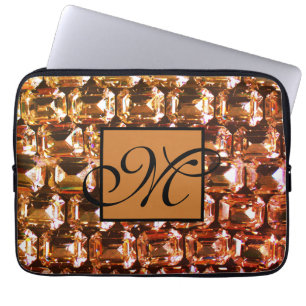 Housse Pour Ordinateur Portable Rhinestone jaune, diamants jaunes, pierres précieu