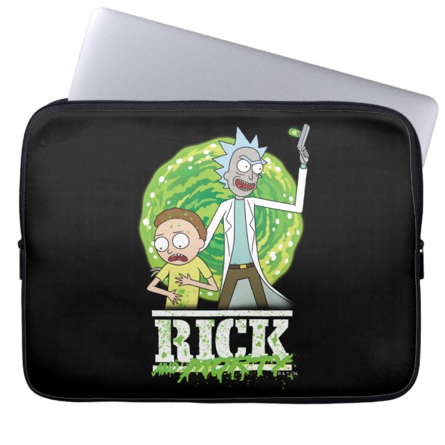 Housse Pour Ordinateur Portable RICK ET MORTY™ | Éclaboussure verte (Devant)