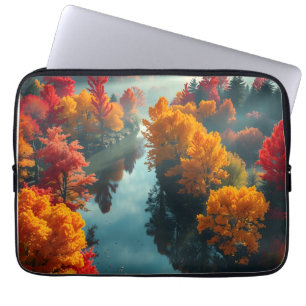 Housse Pour Ordinateur Portable Rivière sereine, reflet de la rive, art de la natu
