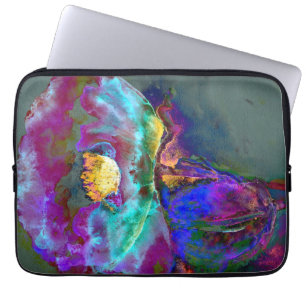 Housse Pour Ordinateur Portable Romantique élégant violet turquoise peinture de fl