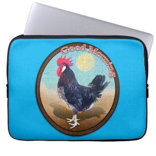 Housse Pour Ordinateur Portable Rooster de Minorque Bonjour Vintage Oval