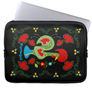 Housse Pour Ordinateur Portable Rooster portugais de la chance en vert
