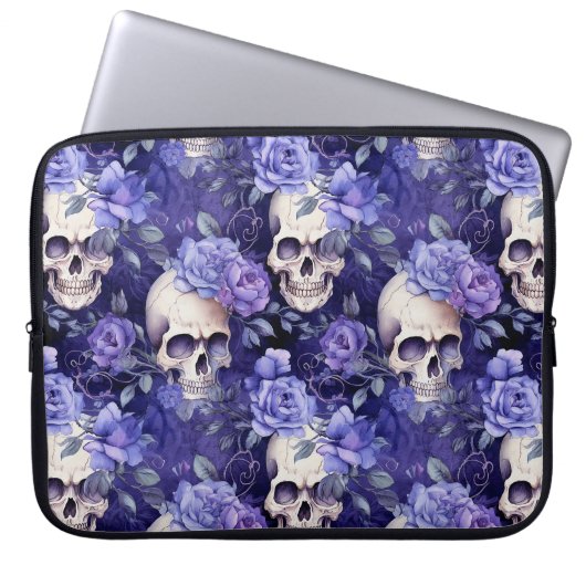 Housse Pour Ordinateur Portable Rosas violetas con calaveras (Devant)