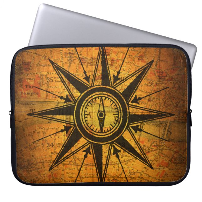 Housse Pour Ordinateur Portable Rose Antique Compass (Devant)