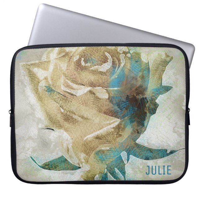 Housse Pour Ordinateur Portable Rose beige Et Bleu (Devant)