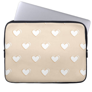 Housse Pour Ordinateur Portable Rose blanc Beige mignon Motif de coeur simple
