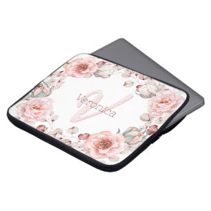 Housse Pour Ordinateur Portable Rose d'aquarelle Wreath personnalisée   BLANCHE