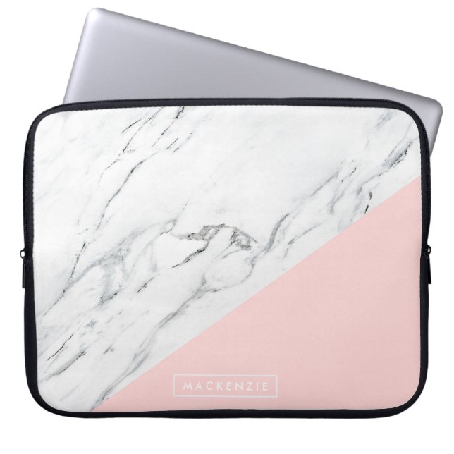 Housse Pour Ordinateur Portable Rose et marbre (Devant)