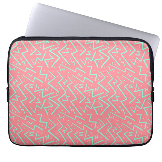 Housse Pour Ordinateur Portable Rose et Vert Retro Conception Psychédélique (Devant)