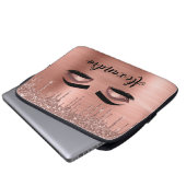 Housse Pour Ordinateur Portable Rose Gold Glitter Sparkle Eyelashes Monogram (Devant bas)