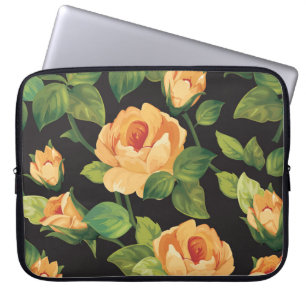 Housse Pour Ordinateur Portable Rose, motifs floraux sans soudure.