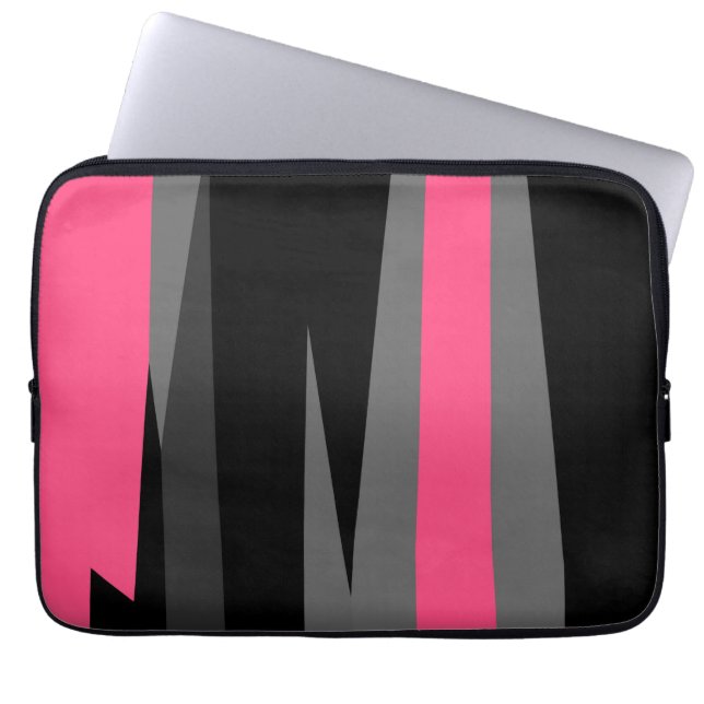 Housse Pour Ordinateur Portable Rose Noir et Gris (Devant)