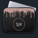 Housse Pour Ordinateur Portable Rose or rose Parties scintillant étincelle Monogra<br><div class="desc">Blush Pink - Rose Gold et Black Faux Parties scintillant et Sparkle Elegant Monogrammed Initials Coque. Ce coque peut être customisé pour inclure votre nom initial et prénom.</div>