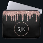 Housse Pour Ordinateur Portable Rose or rose Parties scintillant étincelle Monogra<br><div class="desc">Blush Pink - Rose Gold et Black Faux Parties scintillant et Sparkle Elegant Monogrammed Initials Coque. Ce coque peut être customisé pour inclure votre nom initial et prénom.</div>