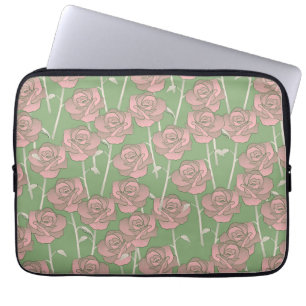 Housse Pour Ordinateur Portable Rose rose verte Retro Y2K les années 70 Motif de f