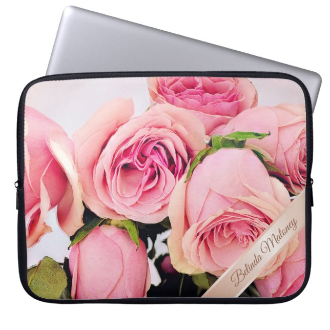 Housse Pour Ordinateur Portable Rose Roses Rose Or Ajouter un nom (Devant)