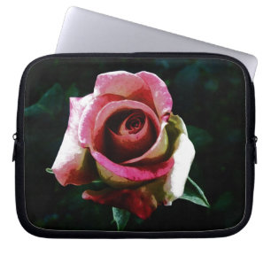 Housse Pour Ordinateur Portable Rose rouge peinte à l'huile