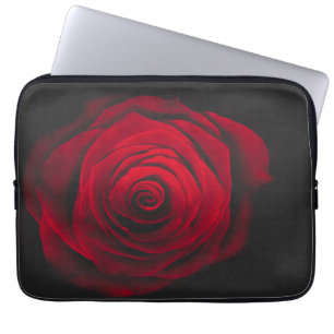 Housse Pour Ordinateur Portable Rose rouge sur effet vintage arrière - plan noir