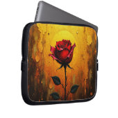 Housse Pour Ordinateur Portable Rose rouge sur fond doré (Devant droit)