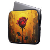 Housse Pour Ordinateur Portable Rose rouge sur fond doré (devant gauche)