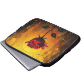 Housse Pour Ordinateur Portable Rose rouge sur fond doré (Devant bas)