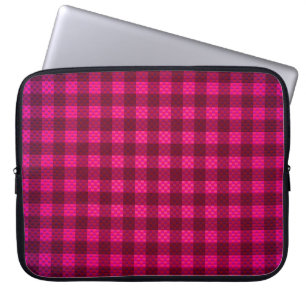 Housse Pour Ordinateur Portable Rose violet à damiers fibre de carbone