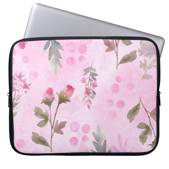 Housse Pour Ordinateur Portable Rosebuds, pois : floral d'été. (Devant)
